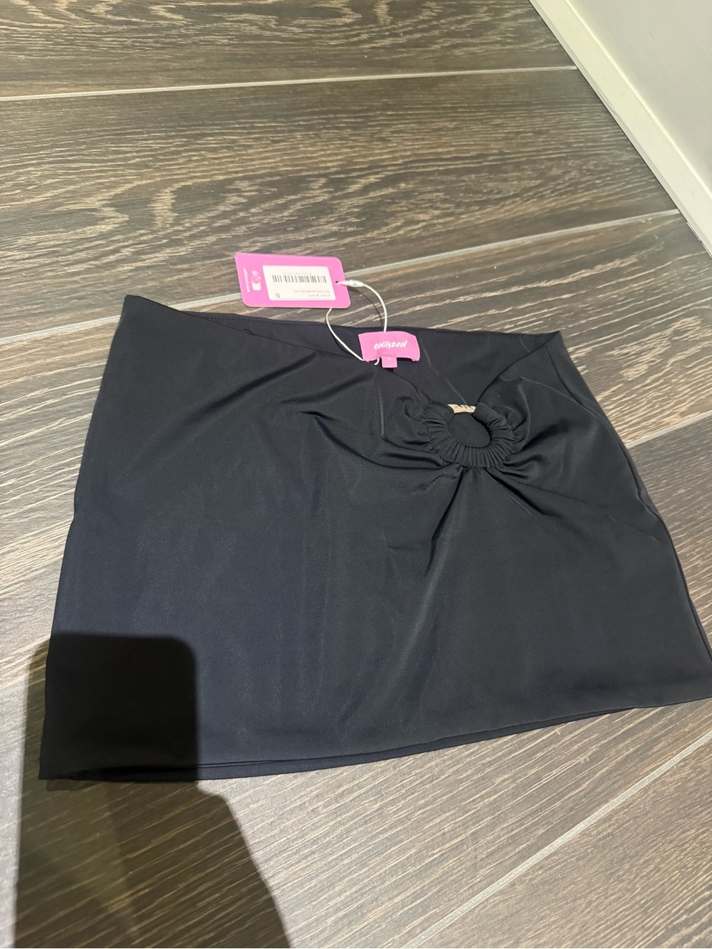 Edikted Black Mini Skirt with Front Ring Detail